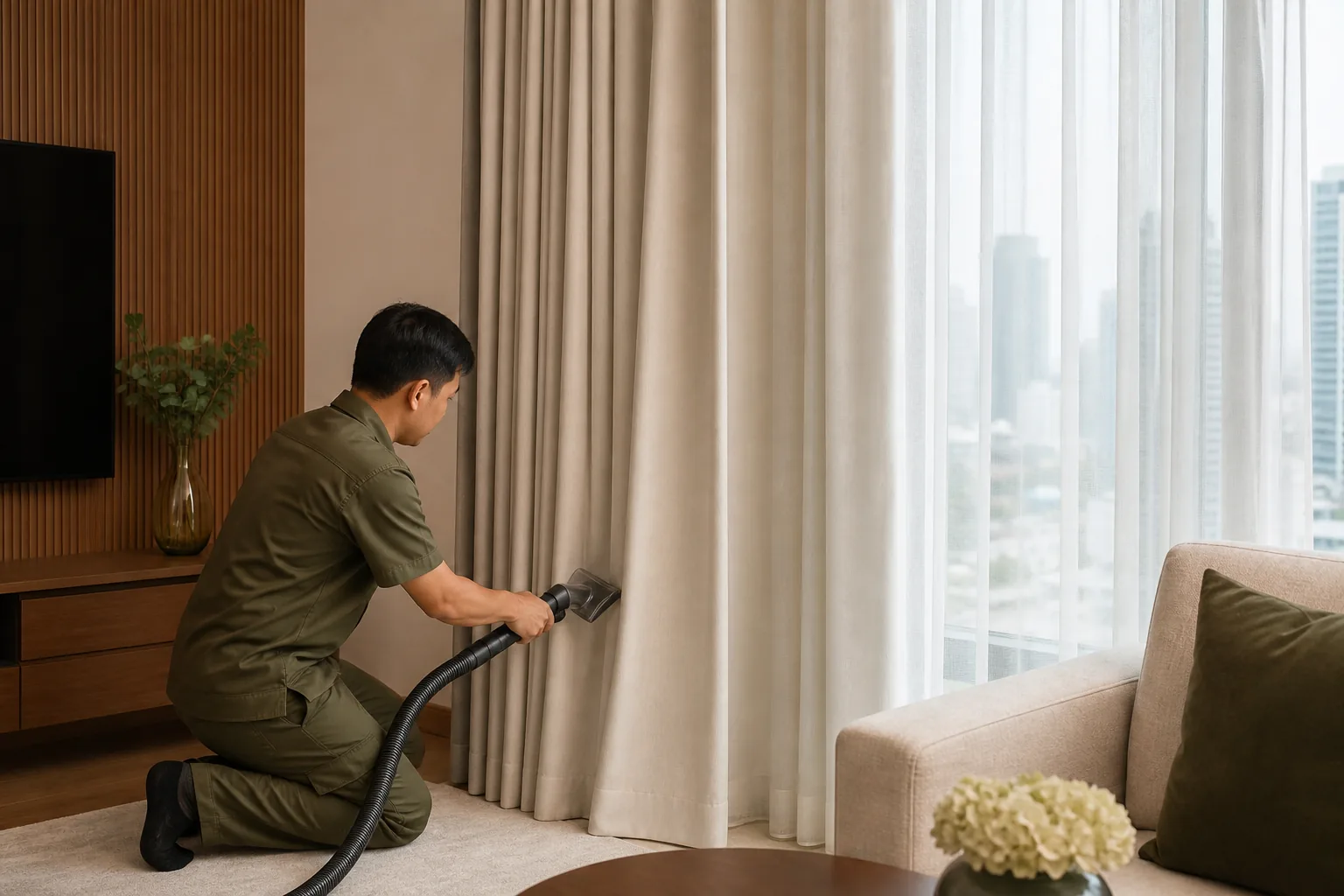 Curtain fabric cleaning