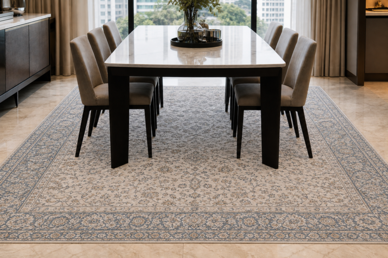 Illustrative dining-room rug after cleaning