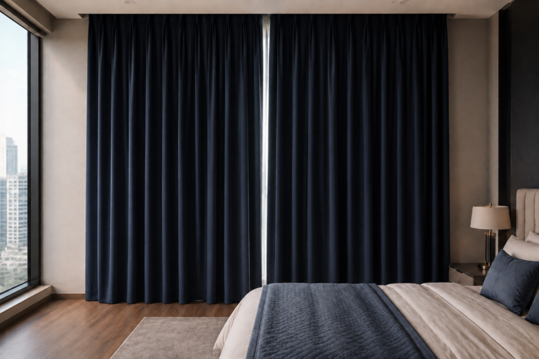 Illustrative blackout curtains after cleaning