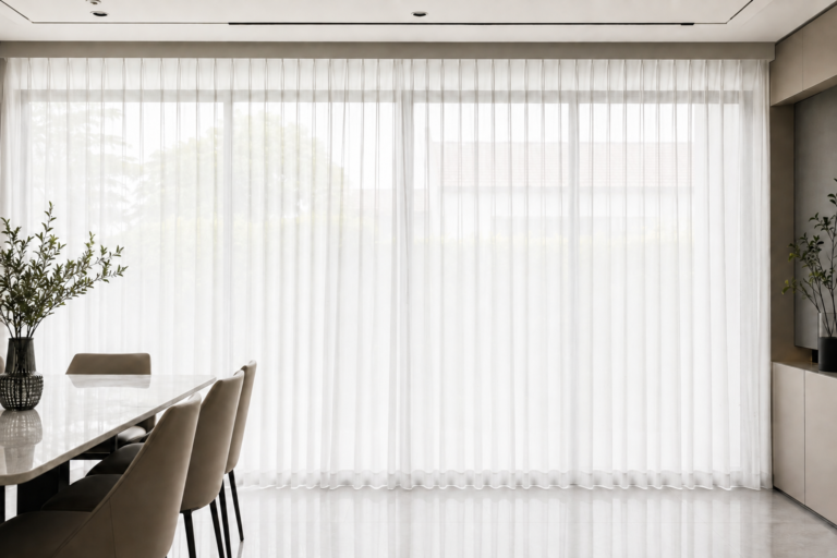 Illustrative sheer curtains after cleaning