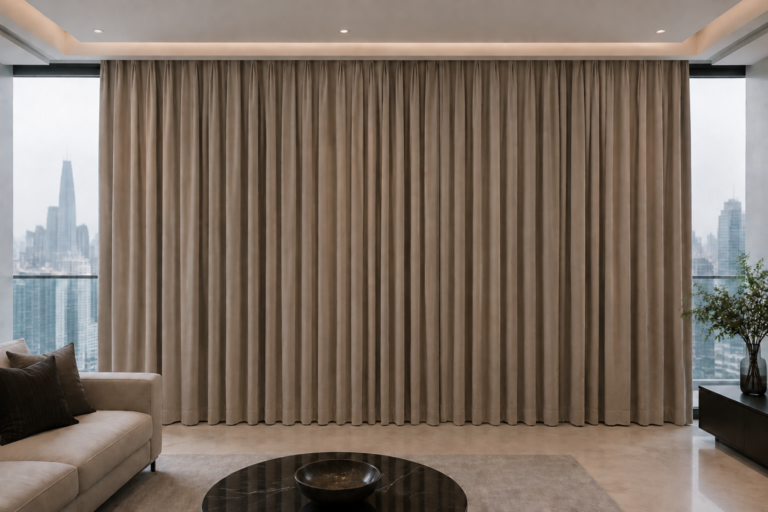 Illustrative heavy drapes after cleaning