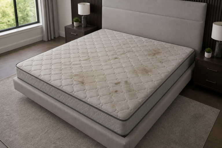 Illustrative king mattress before cleaning