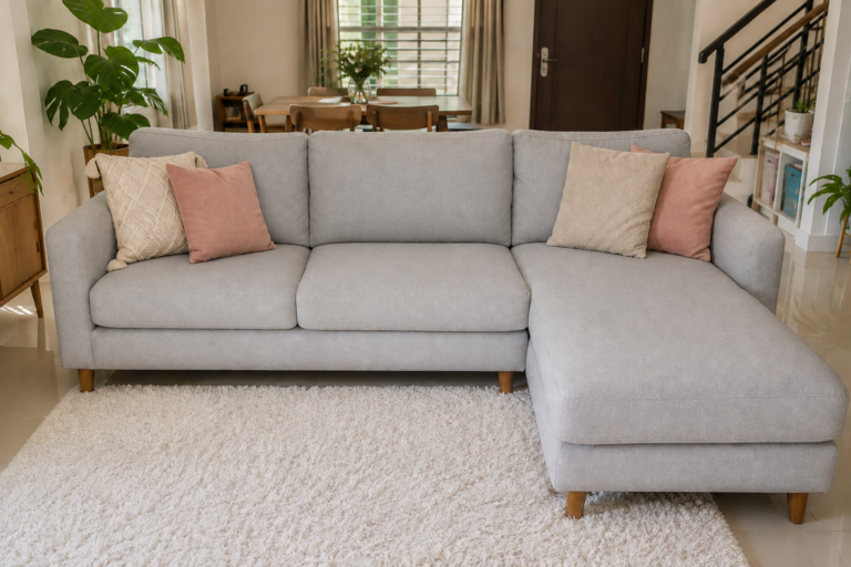 Illustrative L-shaped sofa after cleaning