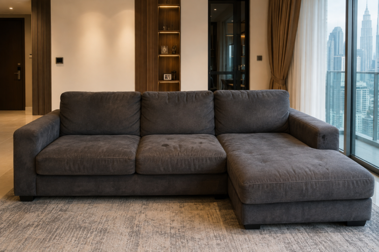 Illustrative charcoal sectional before cleaning